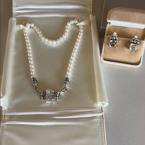 Elegant LAGOS Silver and White Pearl Jewelry Set